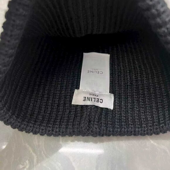 CELINE Wool Beanie Arc de Triomphe Patch Beanie - Picture 6 of 7